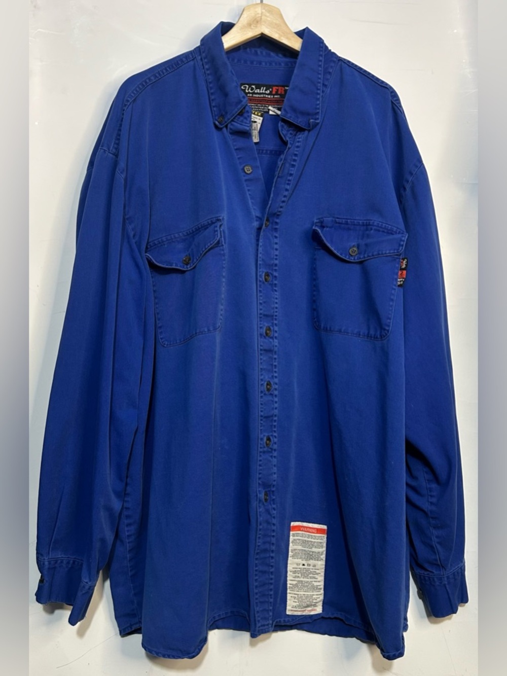 Walls Flame Resistant Blue Long Sleeve Button Front Shirt‎ 3XL Tall